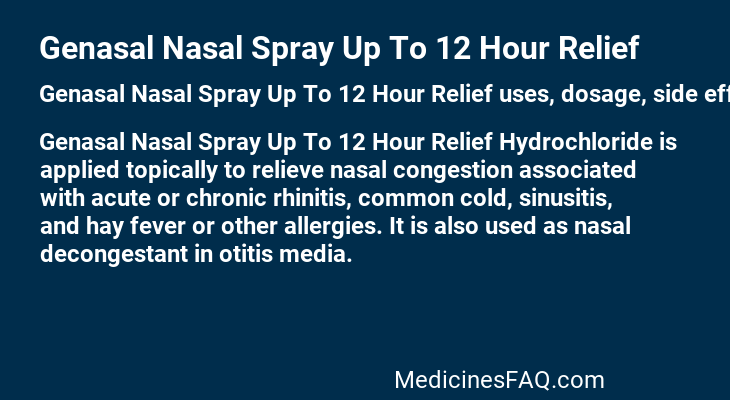 Genasal Nasal Spray Up To 12 Hour Relief