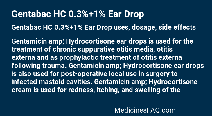 Gentabac HC 0.3%+1% Ear Drop