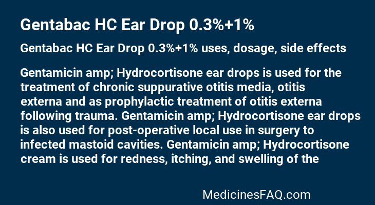 Gentabac HC Ear Drop 0.3%+1%