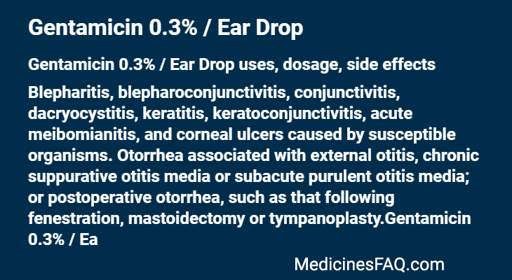 Gentamicin 0.3% / Ear Drop