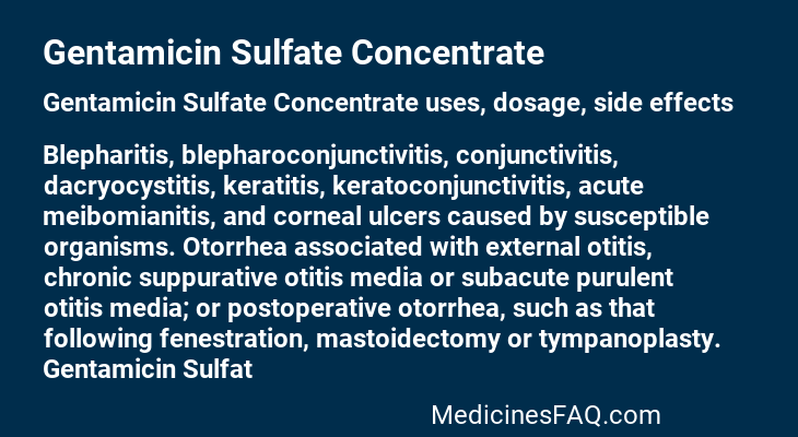 Gentamicin Sulfate Concentrate