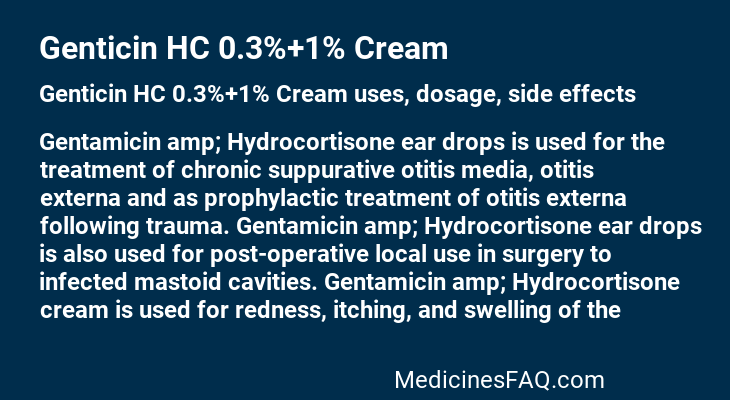 Genticin HC 0.3%+1% Cream