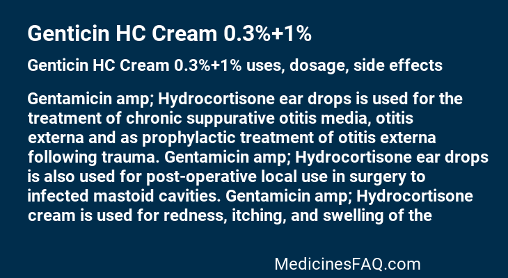 Genticin HC Cream 0.3%+1%