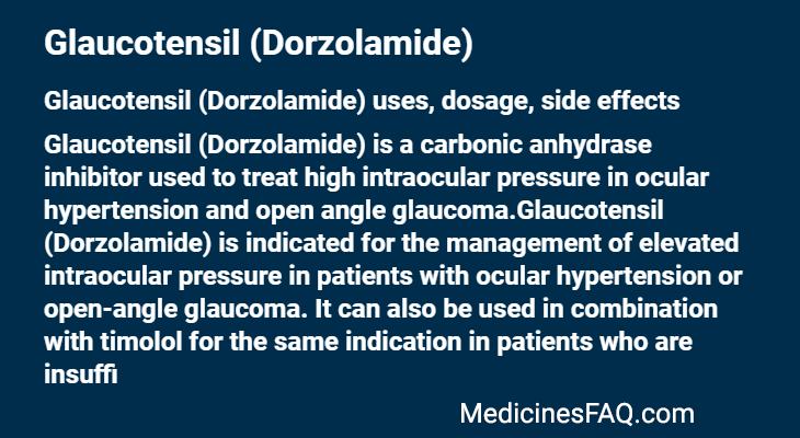 Glaucotensil (Dorzolamide)