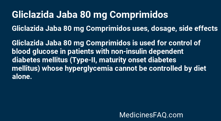 Gliclazida Jaba 80 mg Comprimidos