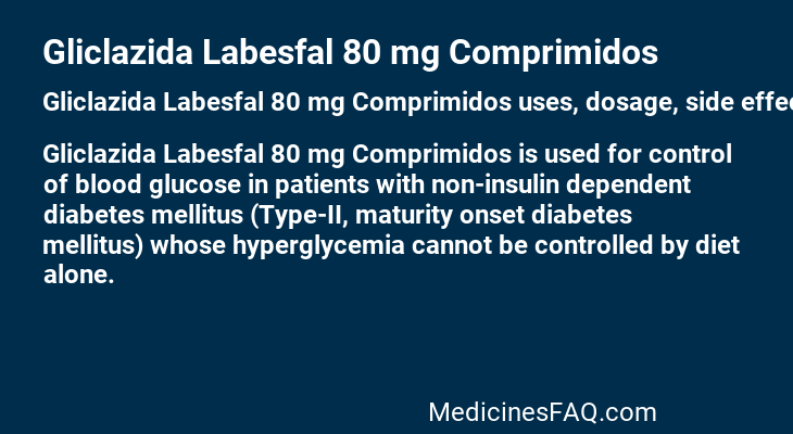 Gliclazida Labesfal 80 mg Comprimidos