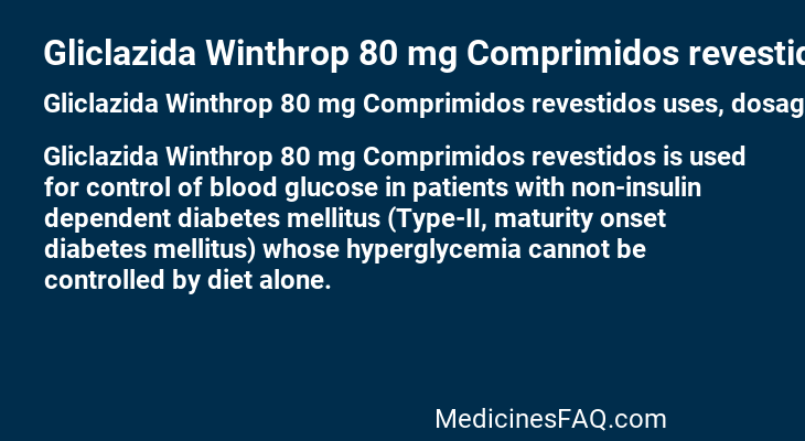 Gliclazida Winthrop 80 mg Comprimidos revestidos