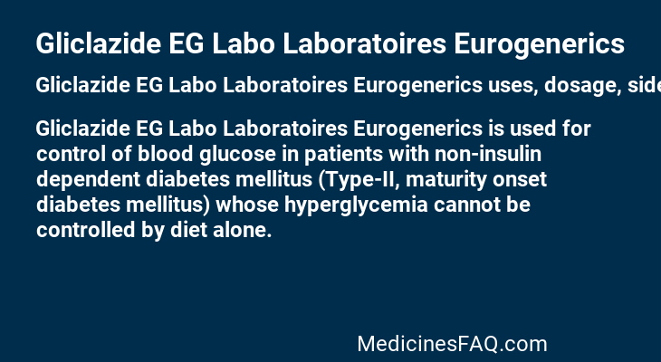 Gliclazide EG Labo Laboratoires Eurogenerics