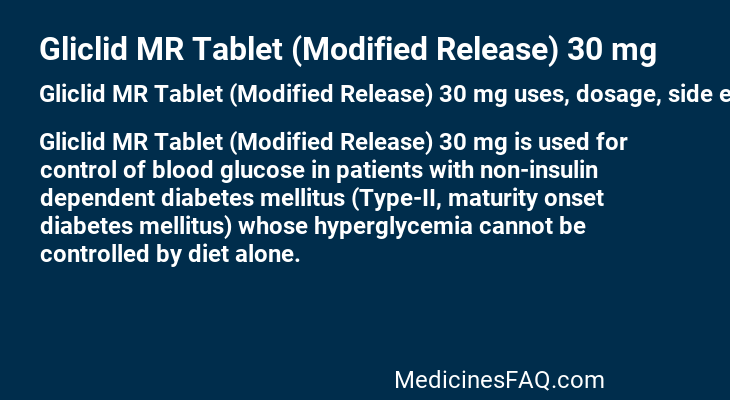 Gliclid MR Tablet (Modified Release) 30 mg