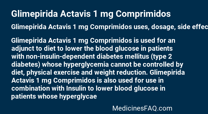 Glimepirida Actavis 1 mg Comprimidos