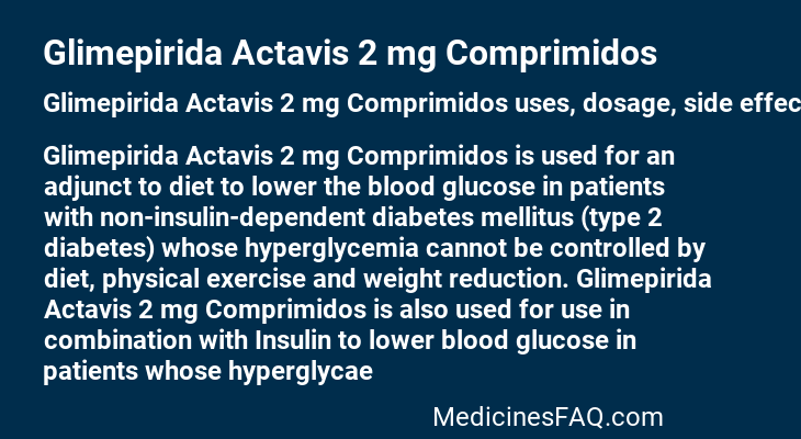 Glimepirida Actavis 2 mg Comprimidos