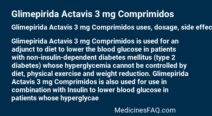 Glimepirida Actavis 3 mg Comprimidos
