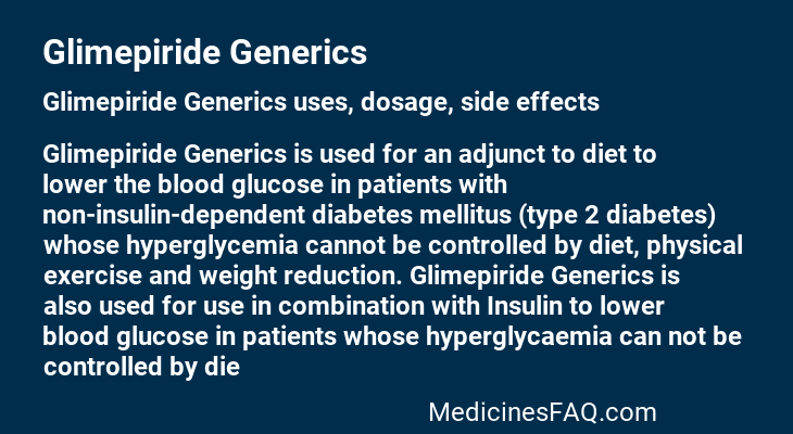 Glimepiride Generics