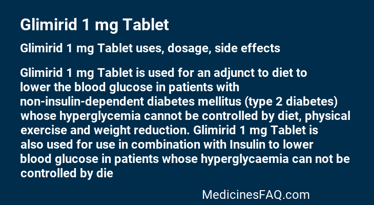 Glimirid 1 mg Tablet