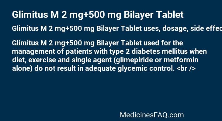 Glimitus M 2 mg+500 mg Bilayer Tablet