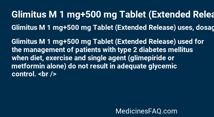 Glimitus M 1 mg+500 mg Tablet (Extended Release)