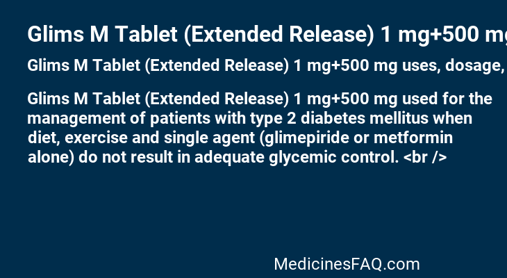 Glims M Tablet (Extended Release) 1 mg+500 mg