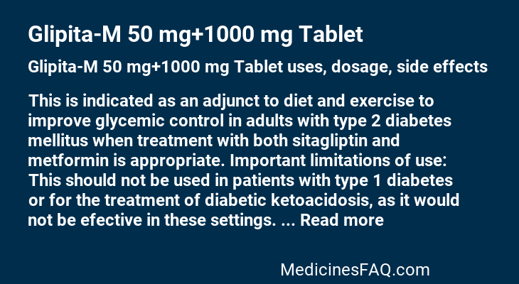 Glipita-M 50 mg+1000 mg Tablet