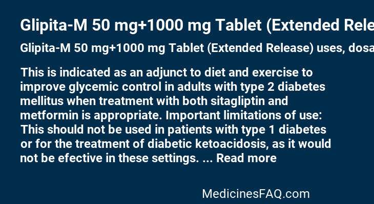 Glipita-M 50 mg+1000 mg Tablet (Extended Release)