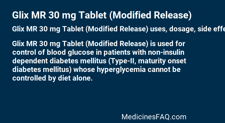 Glix MR 30 mg Tablet (Modified Release)