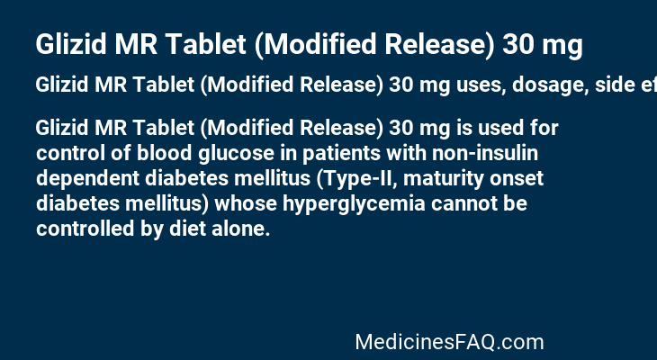 Glizid MR Tablet (Modified Release) 30 mg