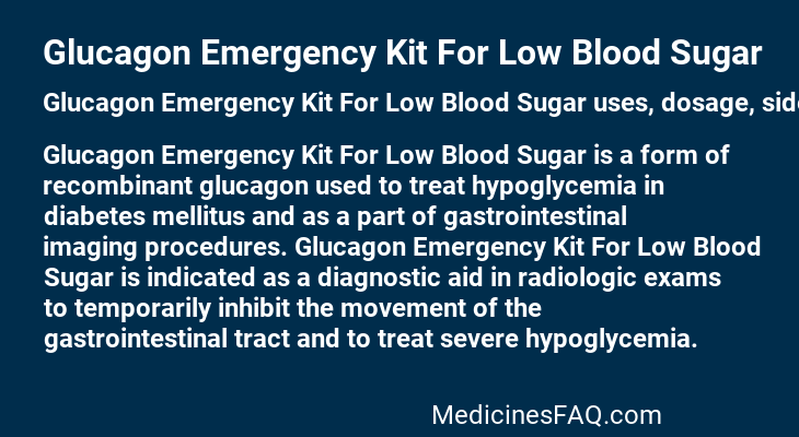 Glucagon Emergency Kit For Low Blood Sugar