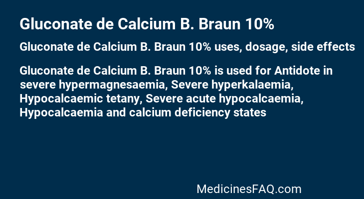 Gluconate de Calcium B. Braun 10%