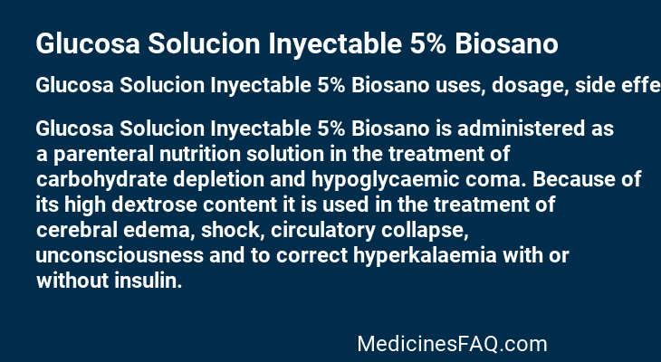 Glucosa Solucion Inyectable 5% Biosano