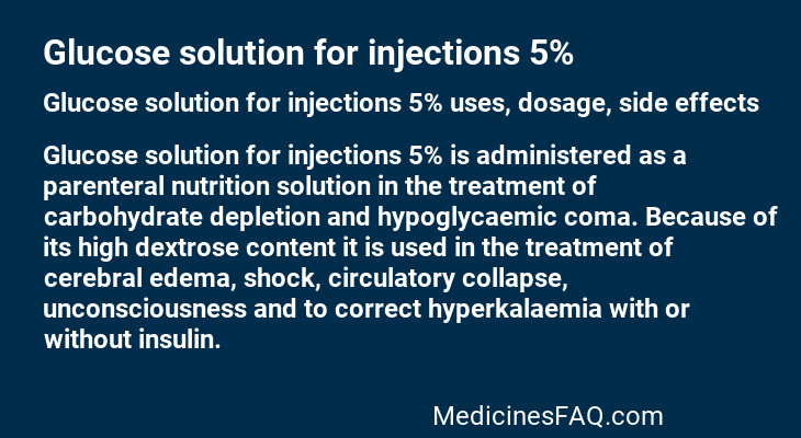 Glucose solution for injections 5%