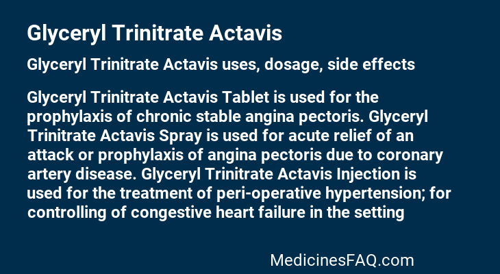 Glyceryl Trinitrate Actavis