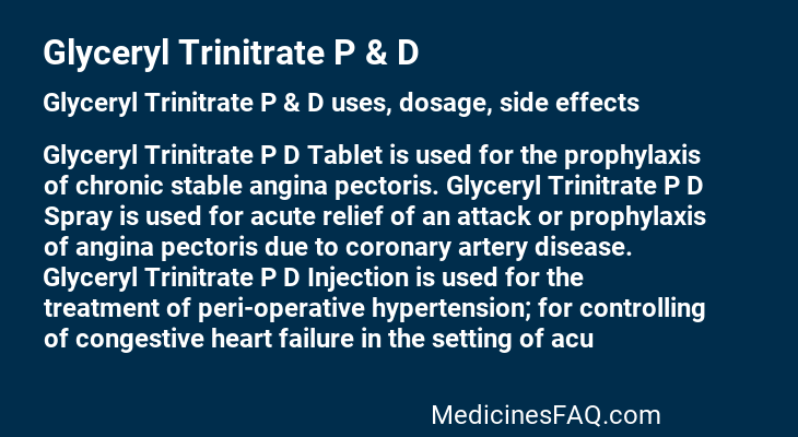 Glyceryl Trinitrate P & D