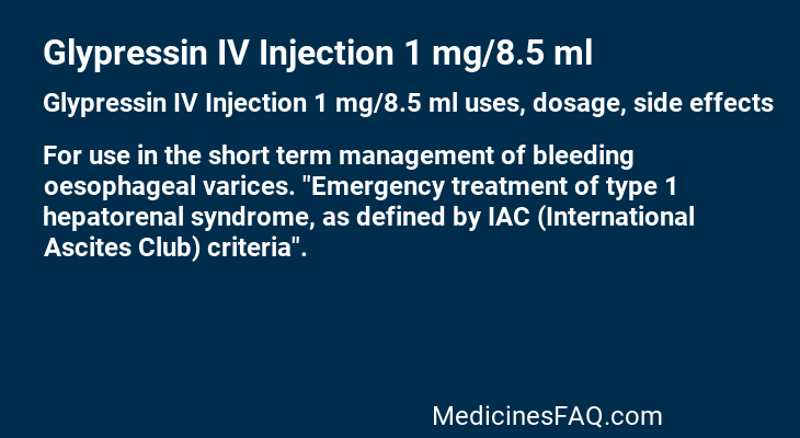 Glypressin IV Injection 1 mg/8.5 ml