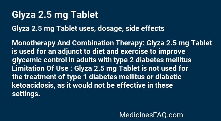 Glyza 2.5 mg Tablet