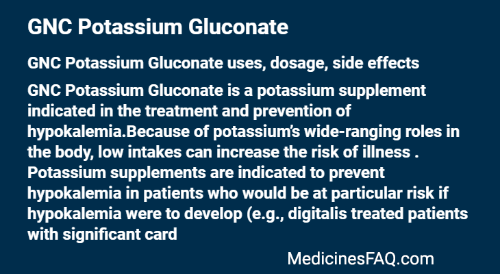 GNC Potassium Gluconate