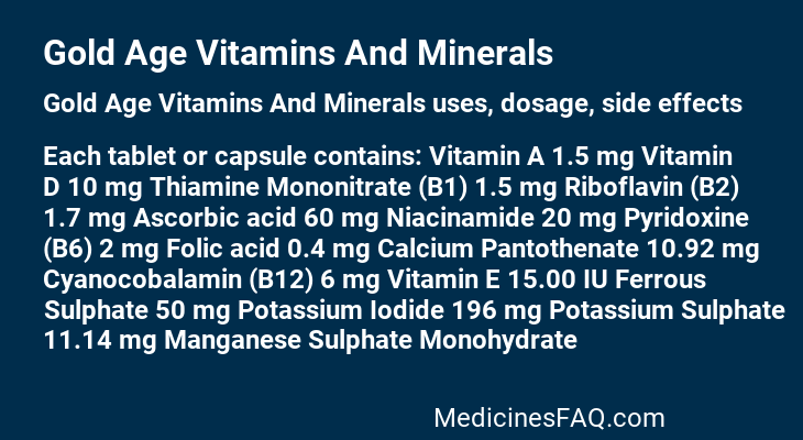 Gold Age Vitamins And Minerals