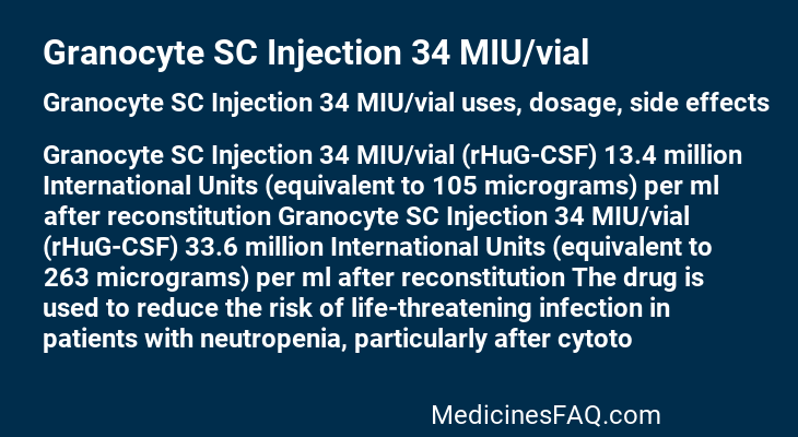 Granocyte SC Injection 34 MIU/vial