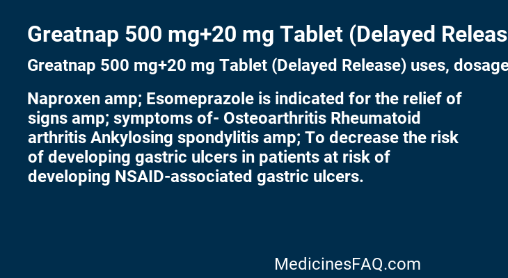 Greatnap 500 mg+20 mg Tablet (Delayed Release)