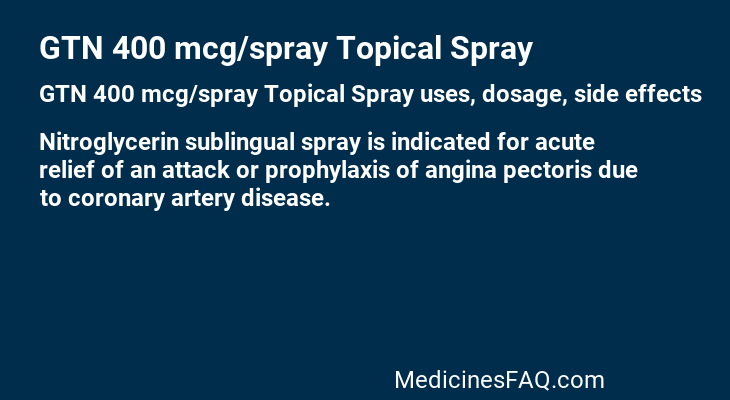 GTN 400 mcg/spray Topical Spray