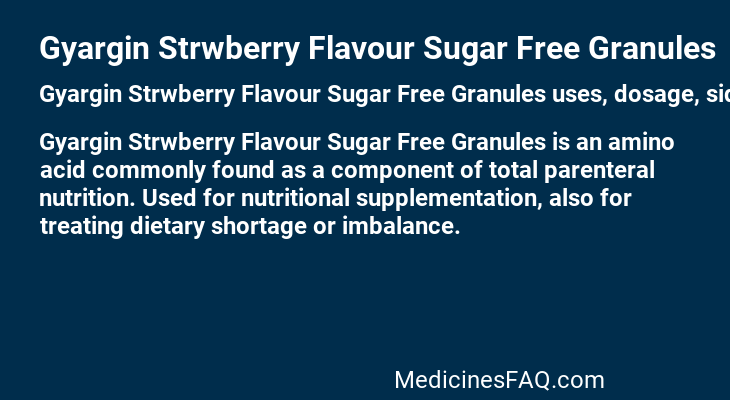 Gyargin Strwberry Flavour Sugar Free Granules
