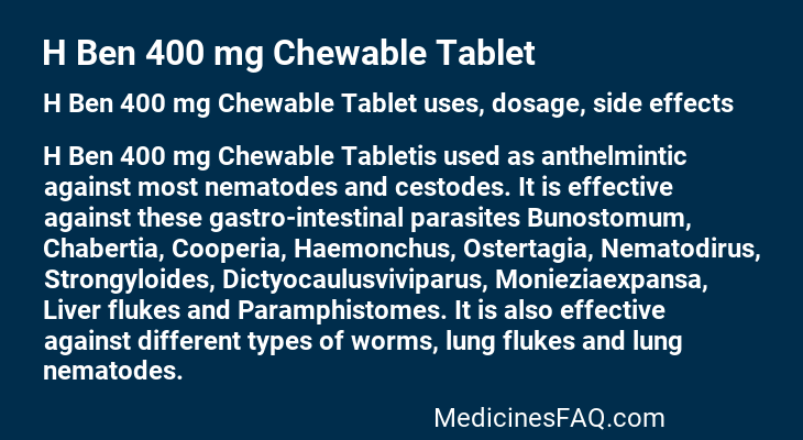 H Ben 400 mg Chewable Tablet