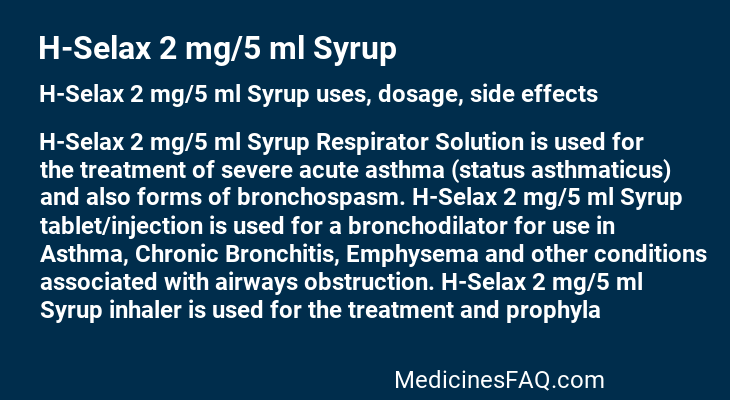 H-Selax 2 mg/5 ml Syrup