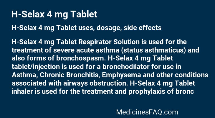 H-Selax 4 mg Tablet