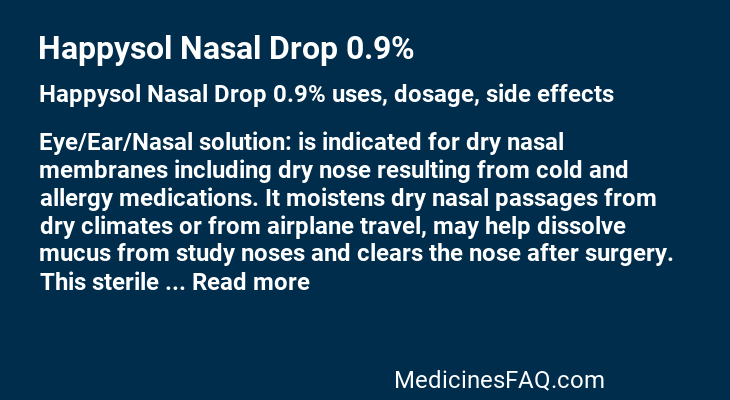 Happysol Nasal Drop 0.9%