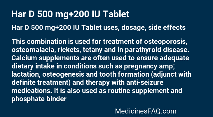 Har D 500 mg+200 IU Tablet