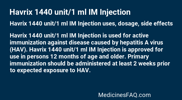 Havrix 1440 unit/1 ml IM Injection