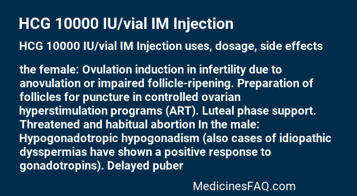 HCG 10000 IU/vial IM Injection