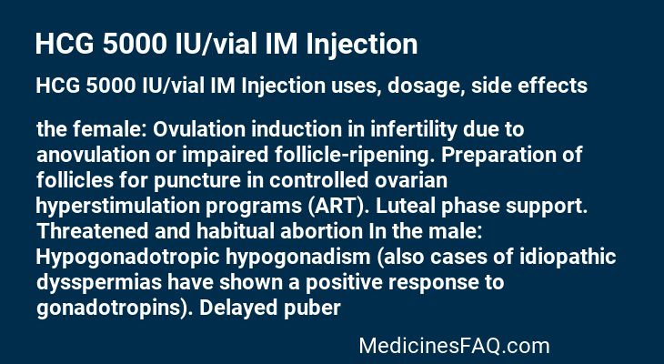 HCG 5000 IU/vial IM Injection