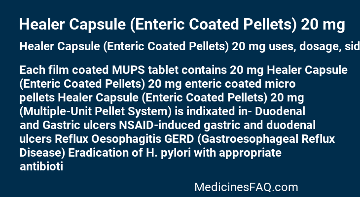 Healer Capsule (Enteric Coated Pellets) 20 mg