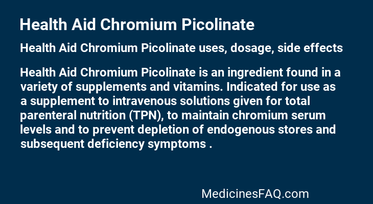 Health Aid Chromium Picolinate