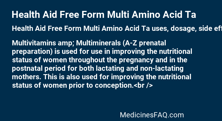 Health Aid Free Form Multi Amino Acid Ta